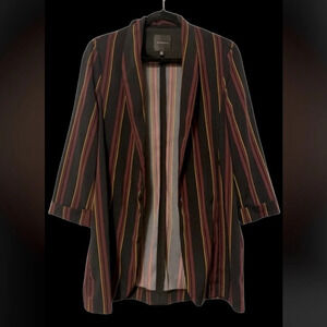 Dynamite Lined Open Front striped 3/4 Sleeves  Blazer Sz L